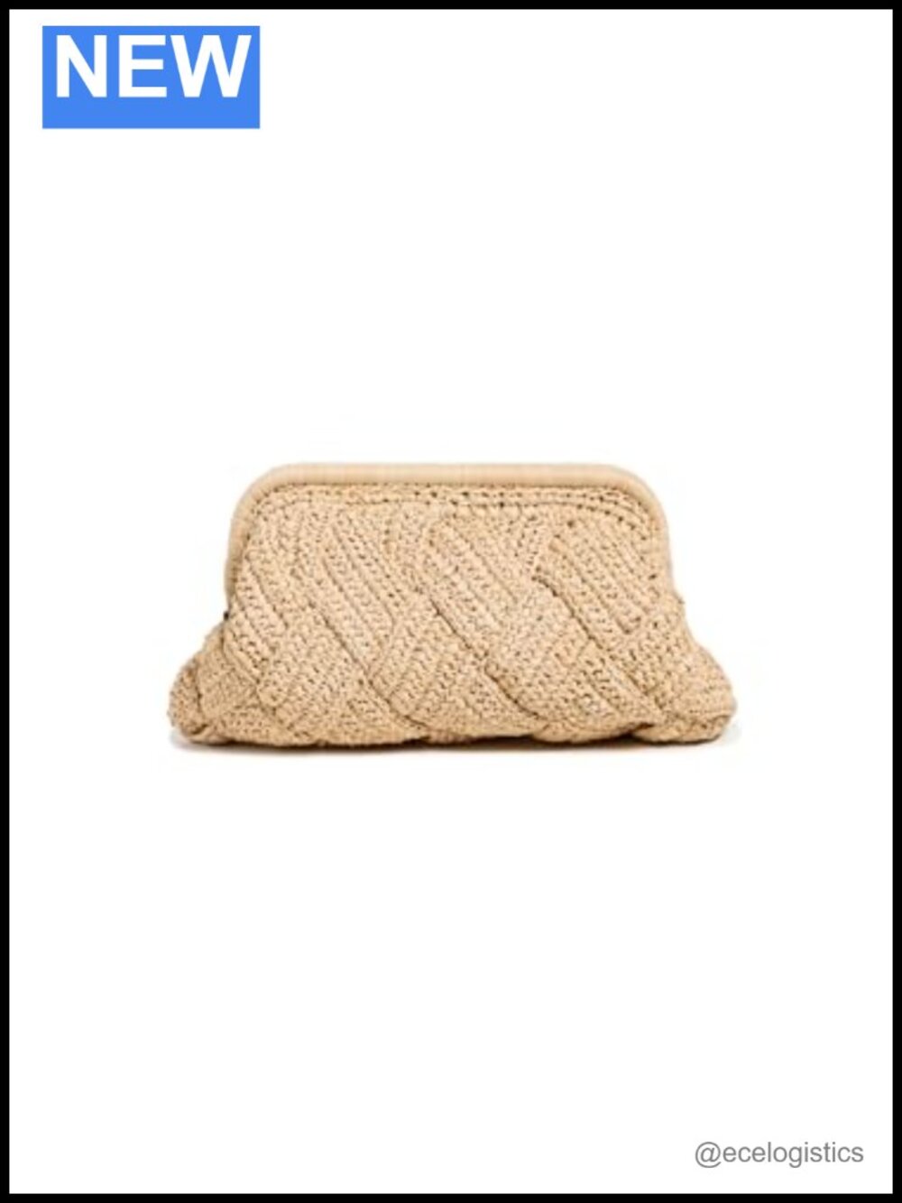 Woven Raffia Clutch with Hinged Top